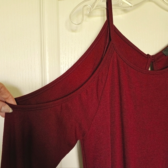 LULUS Looking to Snuggle Burgundy Cold Shoulder Lounge Jumpsuit XS - Picture 7 of 9